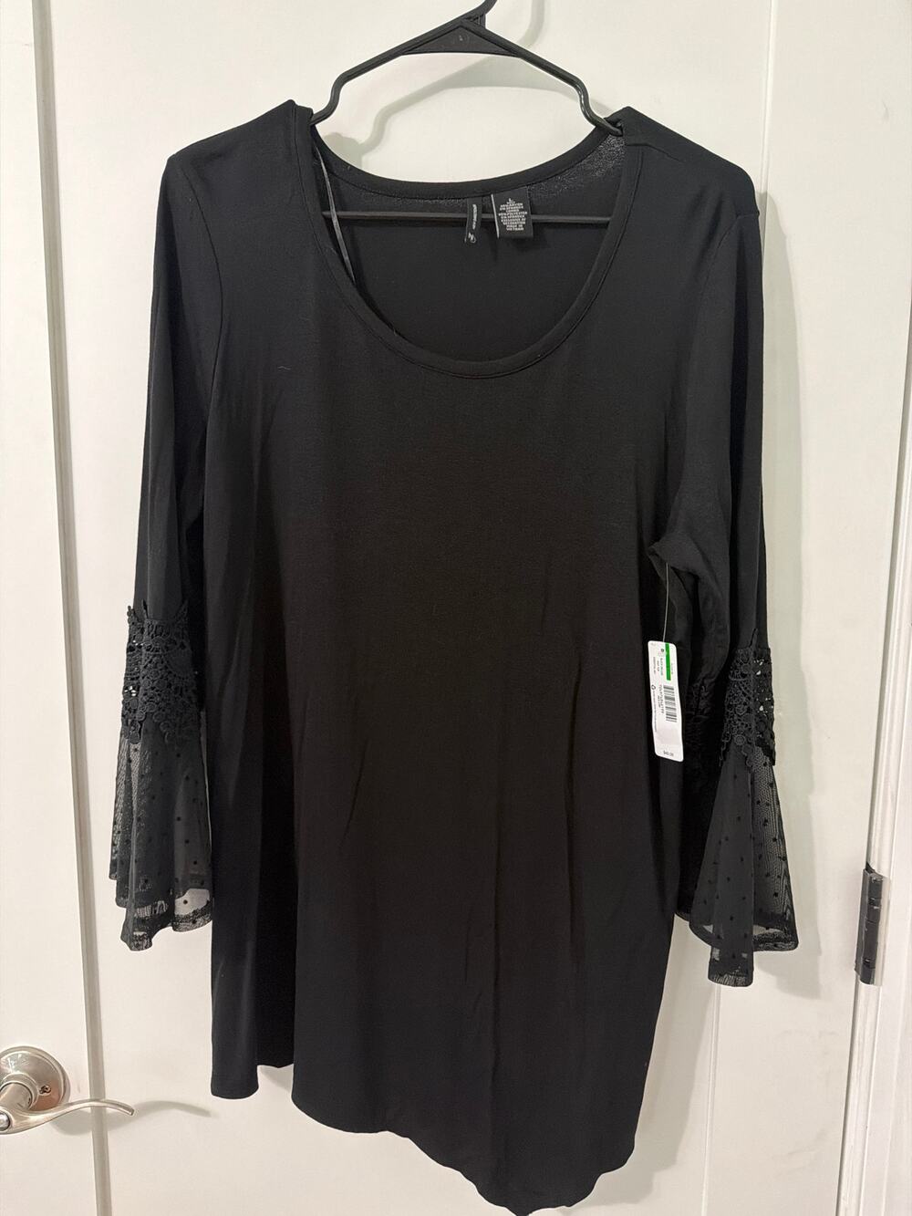New Directions Black, black bell long sleeve tunic